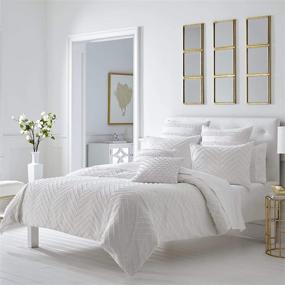img 3 attached to 🛏️ Trina Turk Freya Comforter Set - Stylish Queen Size Bedding in White