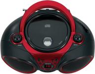 jensen cd-490 portable stereo cd player: am/fm radio, aux line-in - red and black logo