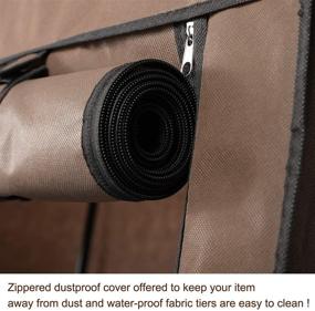 img 1 attached to Hicient Portable Clothes Closet Wardrobe Storage Organizer: Breathable Fabric, Zippered Double Rod, Easy Assembly, Durable Bedroom Organizer (Coffee)