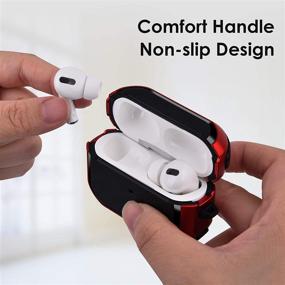 img 2 attached to 💥 Усиленный чехол для AirPods Pro Armor от CAGOS - ударопрочный чехол для AirPods Pro | Стильный беспроводной чехол для Apple Air Pod Pro для мужчин и женщин (красный)