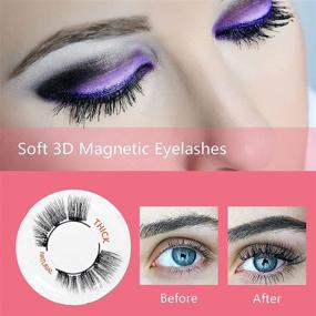 img 1 attached to 💫 Dual Magnetic Lashes - Glueless Magnetic Eyelashes, No Eyeliner Needed! Soft 3D False Eyelashes with Applicator & Tweezer, Natural Look Set for Easy Application