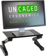 🖥️ adjustable height and angle ergonomic workez monitor stand: portable folding aluminum holder mount for single computer monitor screens - black logo