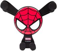 🕷️ miniso marvel car phone mount: air vent cell phone holder, easy clamp cradle for 4"-6.5" devices - compatible with iphone x/8/7/plus/6s/5s, samsung galaxy s9/s8/s7/s6/s5, google pixel, lg, huawei - spider man logo