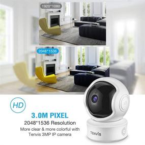 img 3 attached to 📹 Внутренняя камера безопасности - камера TENVIS для домашних животных 2K 3MP, двустороннее аудио, звук / ИИ обнаружение движения и автоматическое отслеживание, WiFi Pan/Tilt Baby Monitor, ночное видение, Облачное хранилище, Работает с Alexa