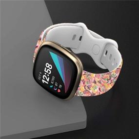 img 2 attached to 🎨 Stylish Pink Oil Painting-S Silicone Bands for Fitbit Sense/Versa 3 - Huadea Compatible Sports Strap Replacement for Women and Men