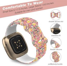 img 3 attached to 🎨 Stylish Pink Oil Painting-S Silicone Bands for Fitbit Sense/Versa 3 - Huadea Compatible Sports Strap Replacement for Women and Men