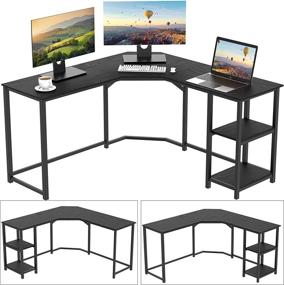 img 3 attached to 💻 CRETHYDY L-Shaped Desk with Storage - Home Office Computer Workstation for Gaming, Writing, and More