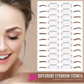 img 2 attached to 👁️ GOOSEL Waterproof Eyebrow Stamp Stencil Kit - One Step Brow Shaping Kit with 24 Reusable Eyebrow Stencils and 1 Tint Brush for Women's Makeup (Brown)