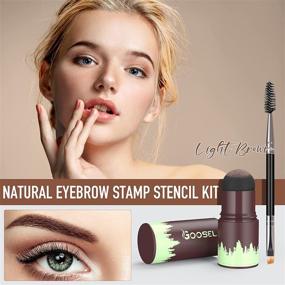 img 3 attached to 👁️ GOOSEL Waterproof Eyebrow Stamp Stencil Kit - One Step Brow Shaping Kit with 24 Reusable Eyebrow Stencils and 1 Tint Brush for Women's Makeup (Brown)