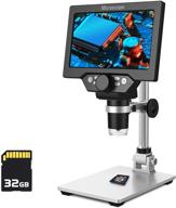 🔬 pallipartners hd 1080p 12 megapixels 7-inch lcd digital microscope - 1x-1200x magnification, 3000mah battery, usb microscope with 8 adjustable led light, video camera microscope - includes 32gb tf card logo