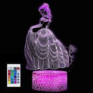 👸 eryee 3d princess night light: 16 colors changing led table lamp for christmas gift or home decorations logo