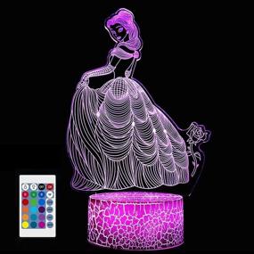 img 4 attached to 👸 ERYEE 3D Princess Night Light: 16 Colors Changing LED Table Lamp for Christmas Gift or Home Decorations