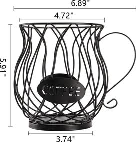 img 3 attached to ☕ ZEAYEA Coffee Pod Holder & Organizer Mug | Large Capacity K Cup Coffee Capsule Basket for Counter, Coffee Table, Bar | Metal Espresso Pod Keeper Storage for Home, Cafe, Hotel | Black