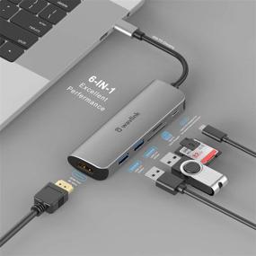 img 3 attached to WAVLINK 6-in-1 USB C Hub Adapter Mini Docking Station for iPad Pro/MacBook/Type 🔌 C Devices with 4K HDMI, 2 USB 3.0 Ports, SD/TF Card Reader, 65W Power Supply