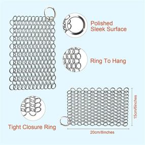 img 3 attached to Efficient 2 Pack Cast Iron Cleaner: Stainless 🧽 Steel Skillet Chainmail Scrubber, Ideal for Metal Cookware, 4 Inches