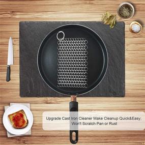 img 1 attached to Efficient 2 Pack Cast Iron Cleaner: Stainless 🧽 Steel Skillet Chainmail Scrubber, Ideal for Metal Cookware, 4 Inches