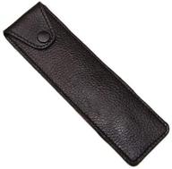 genuine leather razor case - protective travel holder for straight, shavette, and barber razors - felt-lined logo