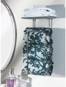 img 3 attached to 🛁 mDesign Large Graphite Gray Wall Mount Towel Rack with Shelf - Stylish Organizer for Bathroom Towels and Washcloths