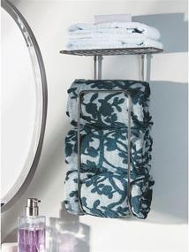 img 2 attached to 🛁 mDesign Large Graphite Gray Wall Mount Towel Rack with Shelf - Stylish Organizer for Bathroom Towels and Washcloths