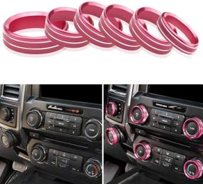 img 2 attached to Kujunpao Air Conditioner Switch Trim Cover Aluminum Center Console Knob Compatible For Ford F150 XLT Accessories 2015-2019 6PCS(Light Red)