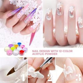 img 2 attached to 💅 Комплект акриловых ногтей Nailabel - полный набор с акриловым порошком, жидким мономером, цветным акриловым порошком, блестками, стразами и инструментами для искусства на ногтях - идеально подходит для наращивания ногтей, декорирования - идеальный подарочный набор в коробке.