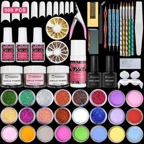 img 4 attached to 💅 Nailabel Acrylic Nail Kit - Complete Set with Acrylic Powder, Liquid Monomer, Colored Acrylic Powder, Glitter, Rhinestone, and Nail Art Tools - Ideal for Nail Extension, Decoration - Perfect Gift Box Set