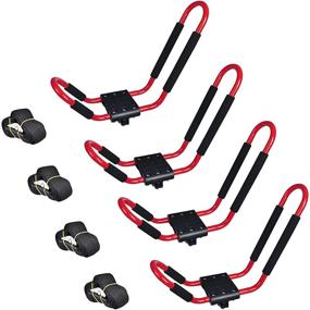 img 4 attached to ZOVOTA 2 Pairs Red Kayak Rack J-Bar Rack Rack Sets с 4 ремнями для привязных кулачков