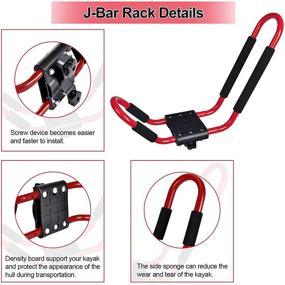 img 2 attached to ZOVOTA 2 Pairs Red Kayak Rack J-Bar Rack Rack Sets с 4 ремнями для привязных кулачков