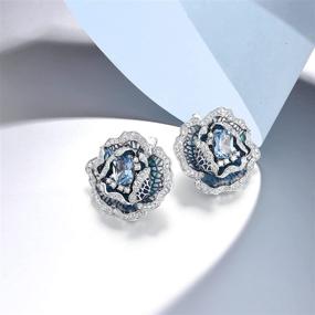 img 2 attached to Santuzza 925 Sterling Silver Camellia Dangle Earrings: Exquisite Blue Spinel & White Cubic Zirconia Handmade Enamel Flower Drop Earring Design