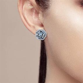 img 1 attached to Santuzza 925 Sterling Silver Camellia Dangle Earrings: Exquisite Blue Spinel & White Cubic Zirconia Handmade Enamel Flower Drop Earring Design