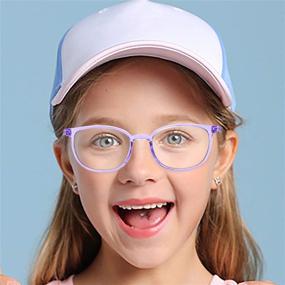 img 3 attached to 👓 Kingswit Kids Blue Light Blocking Glasses 2 Pack, Computer Gaming TV Glasses for Boys Girls Age 3-12 with Blu-ray Filter, Anti-Glare, and Eyestrain Relief (Purple + Transparent Blue)