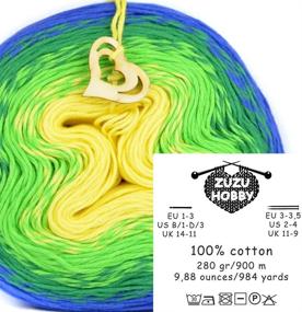 img 4 attached to 🧶 Multicolor Gradient Cotton Yarn for Hand Knitting, Assortment Cakes - Perfect Crocheter's Gift, Indika Soft Crocheting Yarn 9.88 oz / 984 Yards (818)