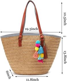 img 2 attached to Stylish and Versatile Women's Large Straw Handbags & Wallets: Perfect for Summer and Hobo Bag Lovers!