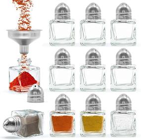 img 4 attached to 🧂 Srenta Mini Salt & Pepper Shakers Set - Classic Design Transparent Glass Kitchenware for Dining Table - 0.5 Oz. Refillable Tools (Set of 24)