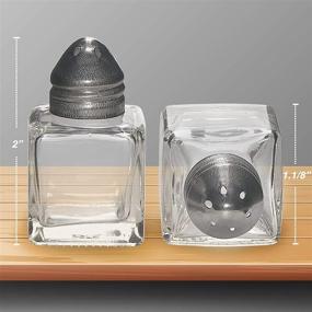 img 2 attached to 🧂 Srenta Mini Salt & Pepper Shakers Set - Classic Design Transparent Glass Kitchenware for Dining Table - 0.5 Oz. Refillable Tools (Set of 24)
