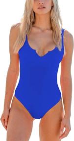 img 4 attached to 👙 Flattering MELYUM Sport One Piece Swimsuit: Tummy Control, High Cut, Low Back V Neck Swimwear for Women
