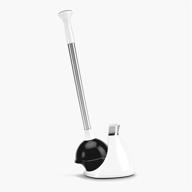 stainless steel toilet plunger and caddy set in white by simplehuman logo