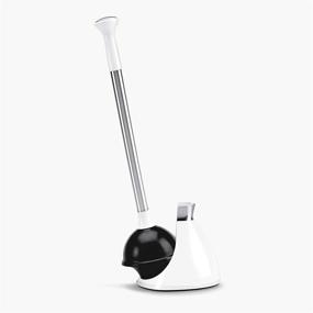 img 4 attached to Stainless Steel Toilet Plunger and Caddy Set in White by simplehuman