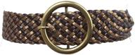 🔗 2-inch wide braided leather belt featuring a metal ring buckle logo