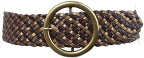 img 2 attached to 🔗 2-inch Wide Braided Leather Belt featuring a Metal Ring Buckle