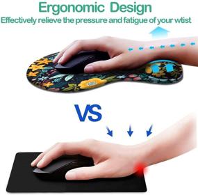 img 3 attached to 🌸 Dooke Ergonomic Mouse Pad with Wrist Support - Cute Mouse Pads with Non-Slip Rubber Base for Home Office - Improved Typing & Pain Relief - Blooming Flowers