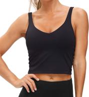 🧘 medium support yoga bras for women - wirefree padded longline sports bra, ideal for gym, running, and workout tank tops logo