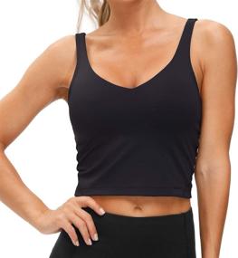 img 4 attached to 🧘 Medium Support Yoga Bras for Women - Wirefree Padded Longline Sports Bra, Ideal for Gym, Running, and Workout Tank Tops