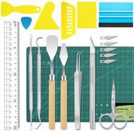 🔧 19-piece stainless steel vinyl weeding tools set + a5 cutting mat | diy craft tool set for cameos, lettering | includes weeding hooks, tweezers | htv plotter accessories logo