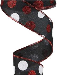 img 1 attached to ✨ Sparkling Glitter Multi Dots Wired Edge Ribbon - 1.5" x 10 Yards (Black): Perfect for Festive Crafts and Decorations