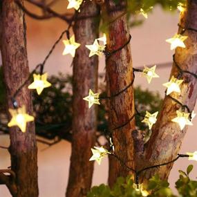 img 1 attached to 🌟 30.6Ft Warm White LED Solar Star Lights Outdoor - Christmas String Light Ideal for Christmas Tree, Wedding Party, Umbrella, Garden, Yard, Porch