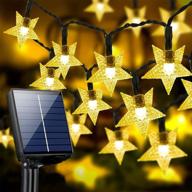 🌟 30.6ft warm white led solar star lights outdoor - christmas string light ideal for christmas tree, wedding party, umbrella, garden, yard, porch логотип