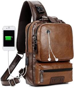 img 3 attached to 🎒 Retro External Earphone Backpack: Stylish Vintage Daypack for Casual Adventures