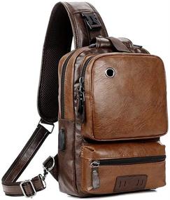 img 4 attached to 🎒 Retro External Earphone Backpack: Stylish Vintage Daypack for Casual Adventures