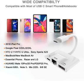 img 3 attached to 💻 USB C Ethernet Network Adapter, Triple-function USB C to USB and RJ45 LAN Ethernet Adapter with Charging Port - Compatible with MacBook, iPad Pro, Google Pixel 2/2XL/3/3XL, HTC 11